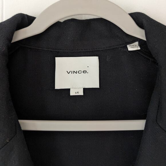 Vince Women's Cropped Collared Black Cotton/Linen Blazer Coat, size L - Picture 3 of 7